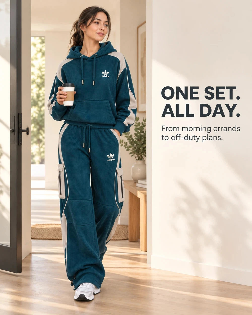 Casual Waffle Knit Lounge Set