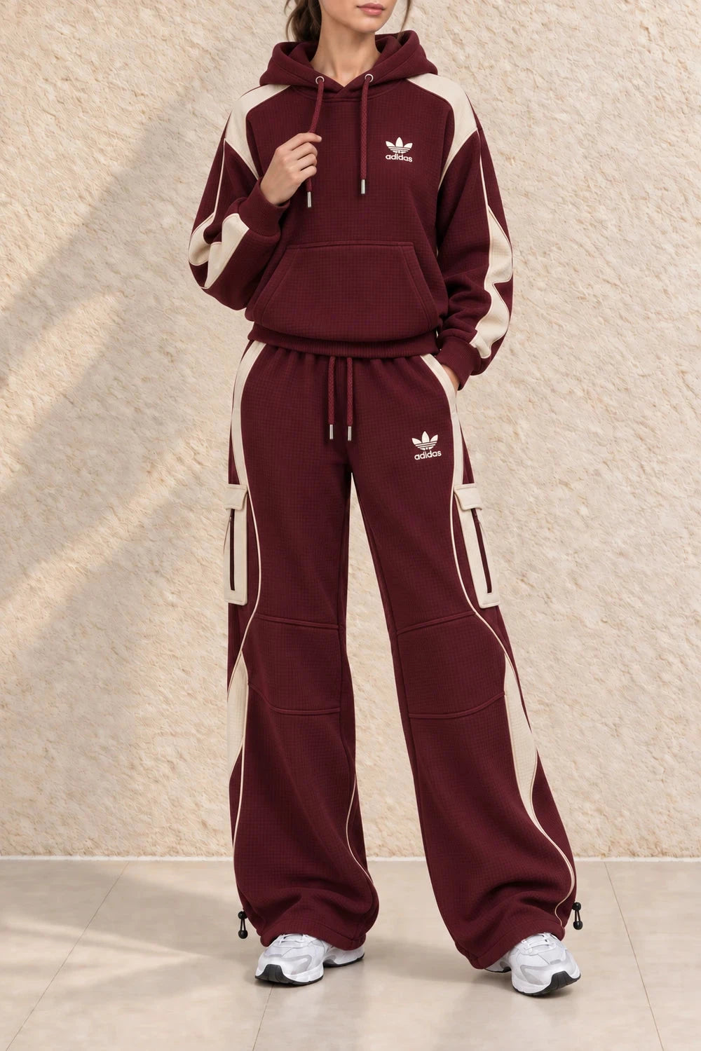 Casual Waffle Knit Lounge Set