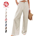 Tanming Womens Cotton Linen Pants Casual Wide Leg Summer Trousers