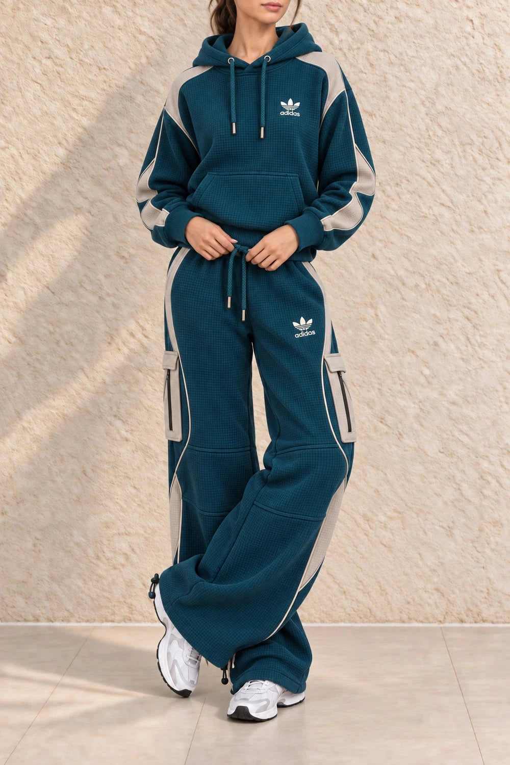 Casual Waffle Knit Lounge Set