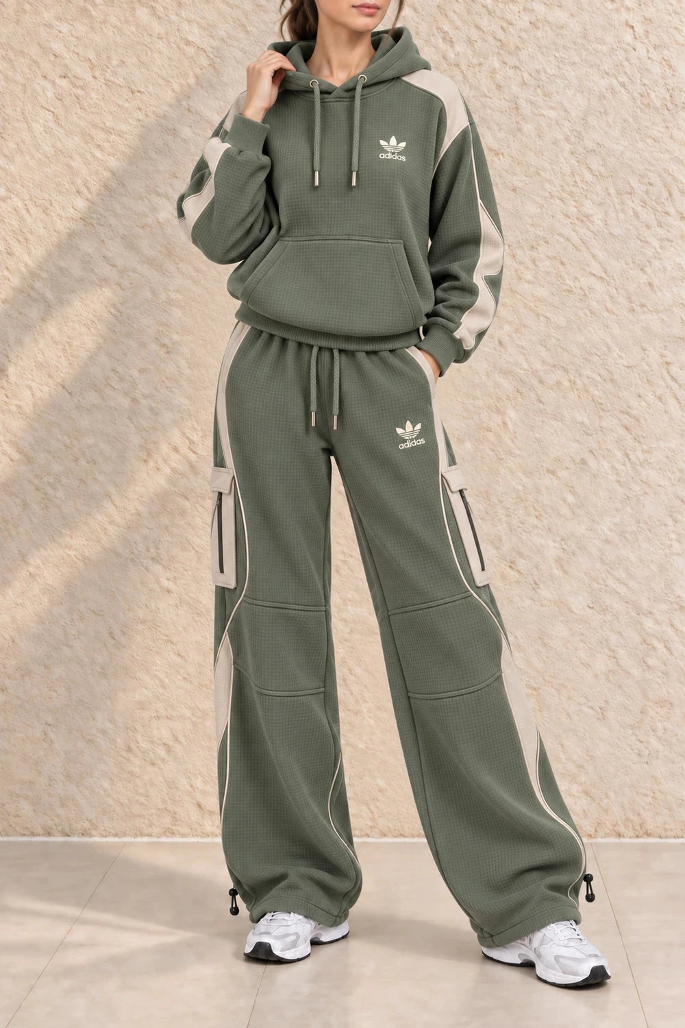 Casual Waffle Knit Lounge Set