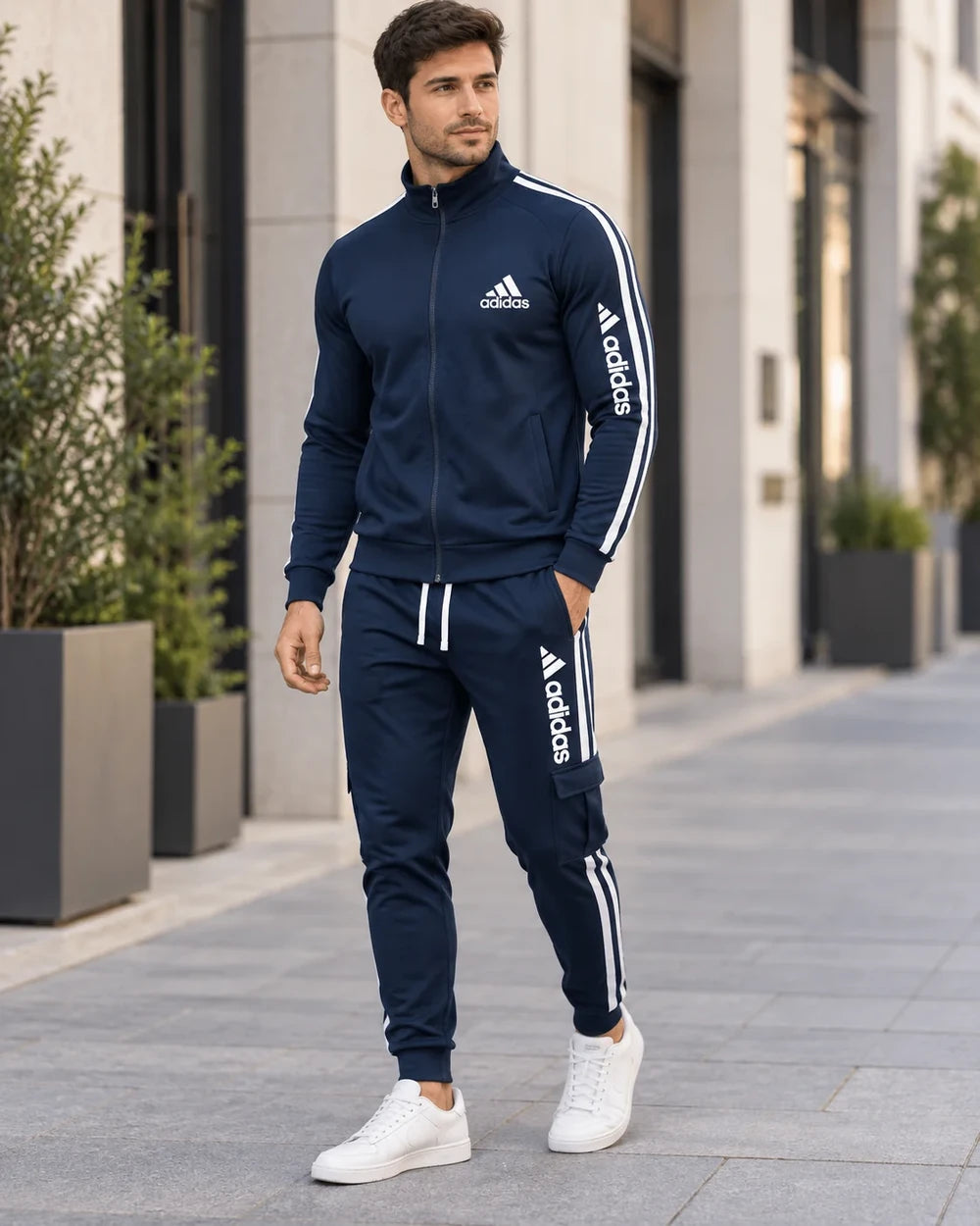 Striped Zip Up Cargo Tracksuit