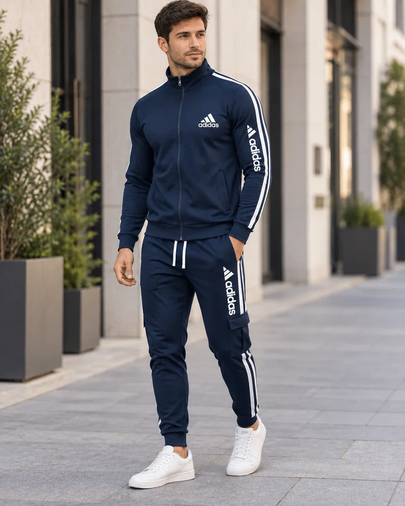 Striped Zip Up Cargo Tracksuit